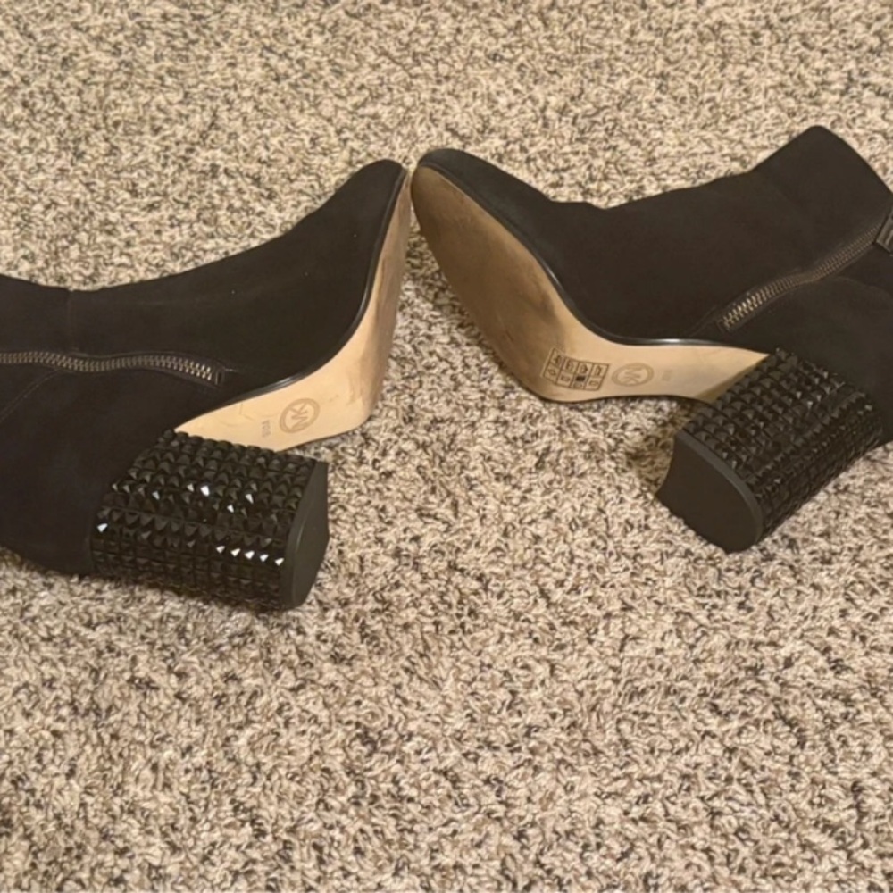 Michael Kors Black Jeweled Block Heel Ankle Boots
